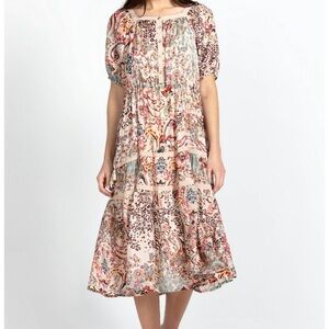 Johnny Was Jungle Paisley Zenovia Silk Midi Dress Women's  S